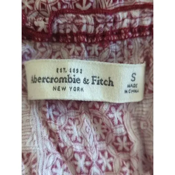 Abercrombie &‎ Fitch Red & White Patchwork Tie Neck Peasant Top Size S - Picture 9 of 9
